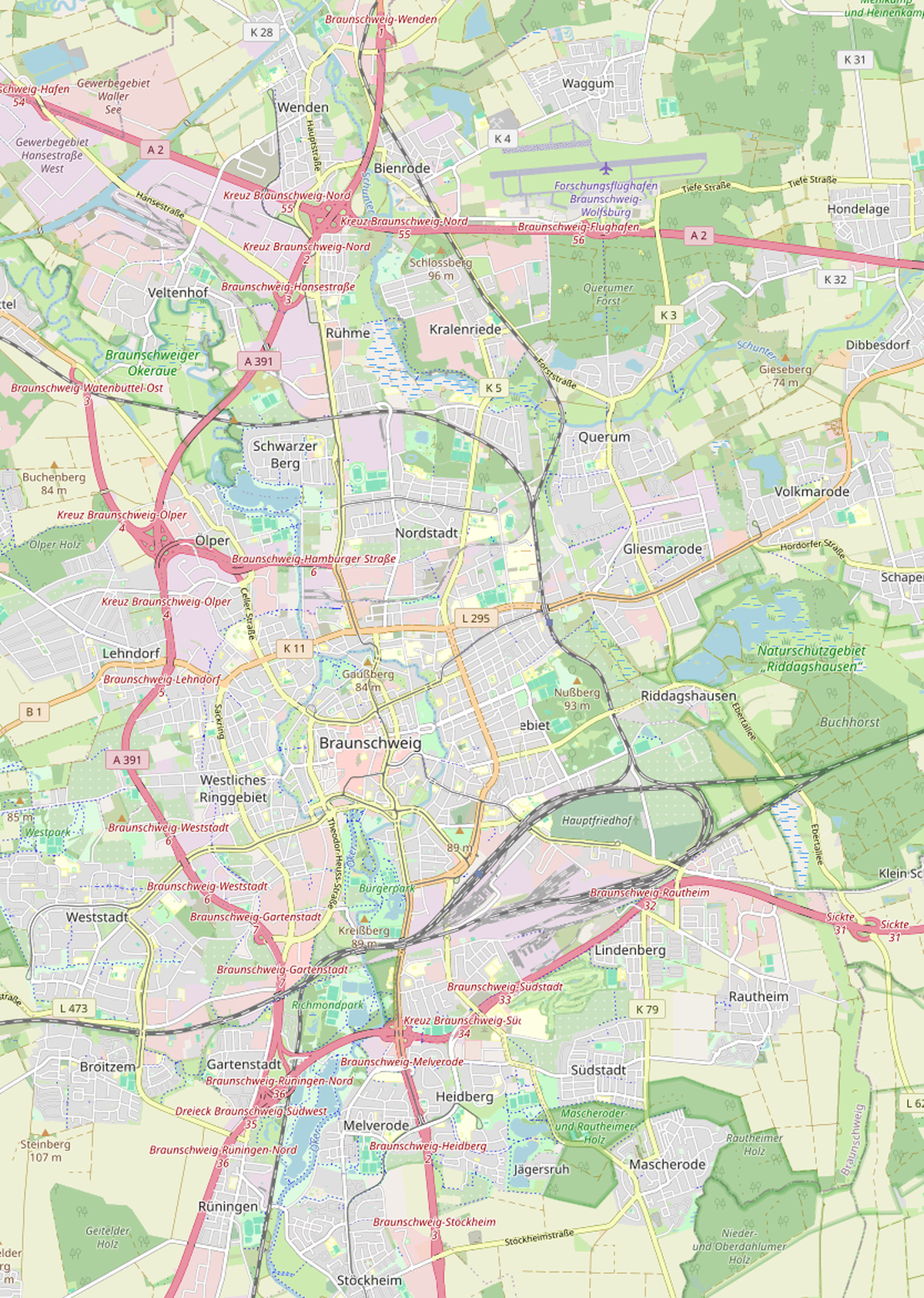 Karte der Wettkampfstätten beim Erlebnis Turnfest 2027 in Braunschweig